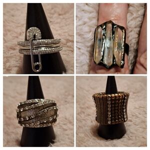 Elegant Silver and Gold Women's Ring Set